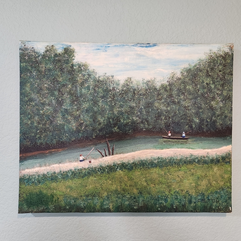 Original Riverbank Landscape Painting